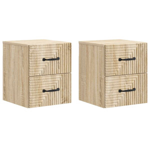 vidaXL Wandbeugel Bedkast 2 pcs Sonoma Eiken 34,5 x 33 x 40 cm