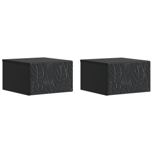 vidaXL Wandmontage Zijtafel 2 pcs Zwart 34,5 x 33 x 20 cm Bewerkt hout