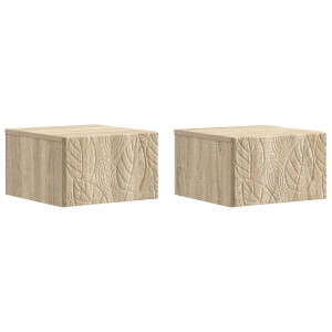 vidaXL Wandmontage Zijtafel 2 pcs Sonoma Eiken 34,5 x 33 x 20 cm