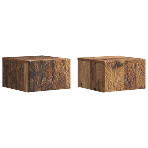 vidaXL Wandmontage Zijtafel 2 pcs Oud hout 34,5 x 33 x 20 cm