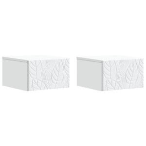 vidaXL Wandbeugel Bedkast 2 pcs Wit 49 x 34,5 x 20 cm Bewerkt hout