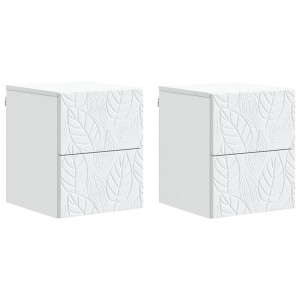 vidaXL Wandbeugel Bedkast 2 pcs Wit 34,5 x 33 x 40 cm Bewerkt hout