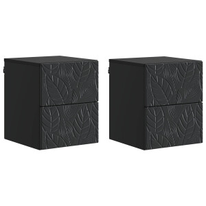 vidaXL Wandbeugel Bedkast 2 pcs Zwart 34,5 x 33 x 40 cm Bewerkt hout