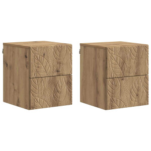 vidaXL Wandbeugel Bedkast 2 pcs Artisanaal eiken 34,5 x 33 x 40 cm
