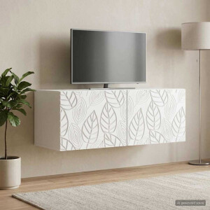 vidaXL Wandbeugel TV-kast 98 x 41 x 30 cm Wit Bewerkt hout
