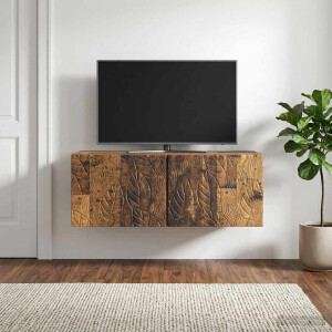 vidaXL Wandbeugel TV-kast 98 x 31 cm Oud hout Bewerkt hout