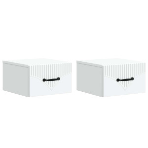 vidaXL Wandbeugel Bedkast 2 pcs Wit 34,5 x 33 x 20 cm Bewerkt hout