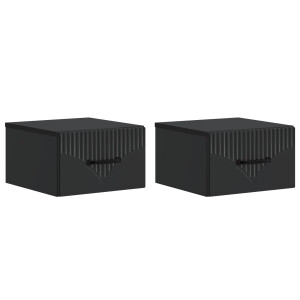vidaXL Wandbeugel Bedkast 2 pcs Zwart 34,5 x 33 x 20 cm Bewerkt hout