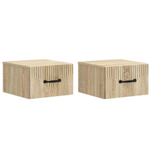 vidaXL Wandbeugel Bedkast 2 pcs Sonoma Eiken 34,5 x 33 x 20 cm