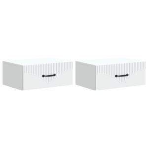 vidaXL Wandbeugel Bedkast 2 pcs Wit 49 x 34,5 x 20 cm Bewerkt hout