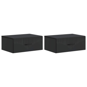 vidaXL Wandbeugel Bedkast 2 pcs Zwart 49 x 34,5 x 20 cm Bewerkt hout