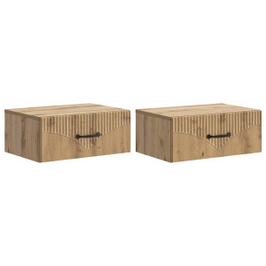 vidaXL Wandbeugel Bedkast 2 pcs Artisanaal eiken 49 x 34,5 x 20 cm