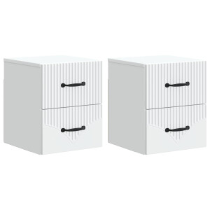 vidaXL Wandbeugel Bedkast 2 pcs Wit 34,5 x 33 x 40 cm Bewerkt hout