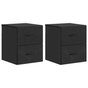 vidaXL Wandbeugel Bedkast 2 pcs Zwart 34,5 x 33 x 40 cm Bewerkt hout
