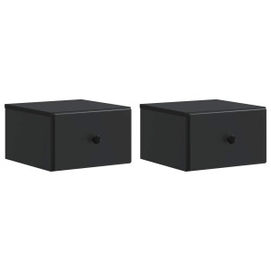 vidaXL Wandbeugel Bedkast 2 pcs Zwart 34,5 x 33 x 20 cm Bewerkt hout