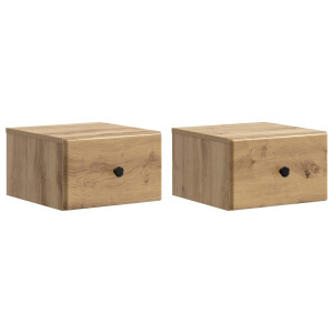 vidaXL Wandbeugel Bedkast 2 pcs Artisanaal eiken 34,5 x 33 x 20 cm