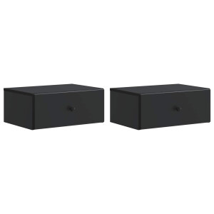 vidaXL Wandbeugel Bedkast 2 pcs Zwart 49 x 34,5 x 20 cm Bewerkt hout