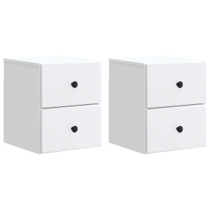 vidaXL Wandbeugel Bedkast 2 pcs Wit 34,5 x 33 x 40 cm Bewerkt hout