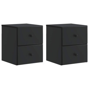 vidaXL Wandbeugel Bedkast 2 pcs Zwart 34,5 x 33 x 40 cm Bewerkt hout