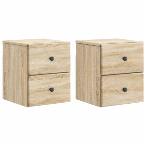vidaXL Wandbeugel Bedkast 2 pcs Sonoma Eiken 34,5 x 33 x 40 cm