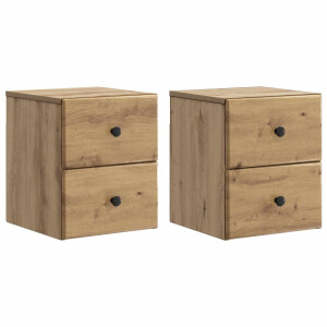 vidaXL Wandbeugel Bedkast 2 pcs Artisanaal eiken 34,5 x 33 x 40 cm
