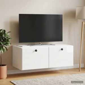 vidaXL Wandbeugel TV-kast 78,5 x 41 x 30 cm Hoogglans Wit Bewerkt hout
