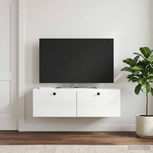 vidaXL Wandbeugel TV-kast 98 x 41 x 30 cm Hoogglans Wit Bewerkt hout