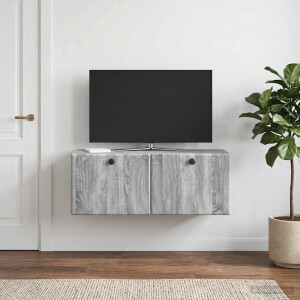 vidaXL Wandbeugel TV-kast 78,5 x 31 x 30 cm Grijs Sonoma Bewerkt hout