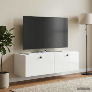 vidaXL Wandbeugel TV-kast 98 x 31 x 30 cm Hoogglans Wit Bewerkt hout