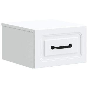 vidaXL Wandbeugel Bedkast met lade Wit 34,5 x 33 x 20 cm Bewerkt hout