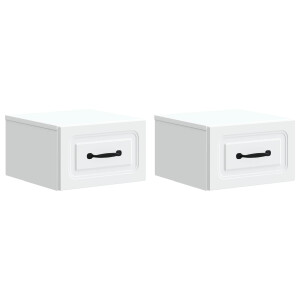 vidaXL Wandbeugel Bedkast 2 pcs Wit 34,5 x 33 x 20 cm Bewerkt hout