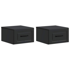 vidaXL Wandbeugel Bedkast 2 pcs Zwart 34,5 x 33 x 20 cm Bewerkt hout