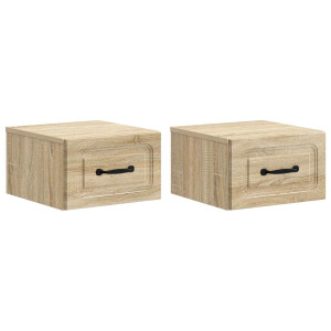 vidaXL Wandbeugel Bedkast 2 pcs Sonoma Eiken 34,5 x 33 x 20 cm