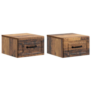 vidaXL Wandbeugel Bedkast met lade 2 pcs Oud hout 34,5 x 33 x 20 cm