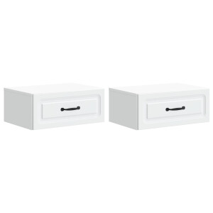 vidaXL Wandbeugel Bedkast 2 pcs Wit 49 x 34,5 x 20 cm Bewerkt hout