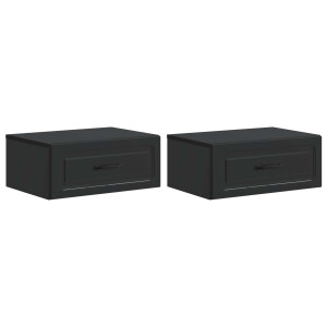 vidaXL Wandbeugel Bedkast 2 pcs Zwart 49 x 34,5 x 20 cm Bewerkt hout