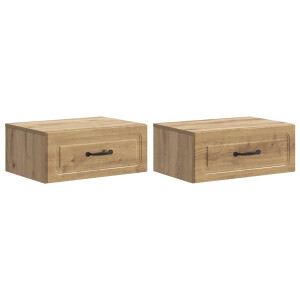 vidaXL Wandbeugel Bedkast 2 pcs Artisanaal eiken 49 x 34,5 x 20 cm