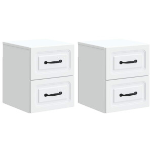 vidaXL Wandbeugel Bedkast 2 pcs Wit 34,5 x 33 x 40 cm Bewerkt hout