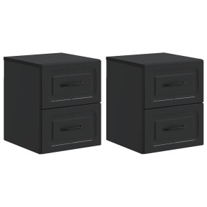 vidaXL Wandbeugel Bedkast 2 pcs Zwart 34,5 x 33 x 40 cm Bewerkt hout