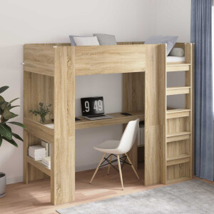 vidaXL Loft Bedframe met Bureau Sonoma Eiken 80 x 200 cm Bewerkt hout