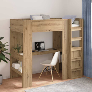 vidaXL Loft Bedframe met Bureau met opslag Artisan Eiken 100 x 200 cm