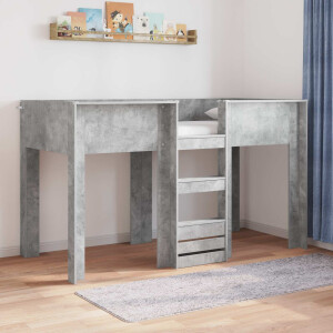vidaXL Bunk Bed voor Kinderen Beton Grijs 75 x 190 cm Bewerkt hout
