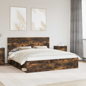vidaXL Bedframe Gerookt eiken 180 x 200 cm Massief grenenhout