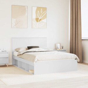 vidaXL Bedframe met hoofdeinde Wit 140 x 190 cm Massief grenenhout