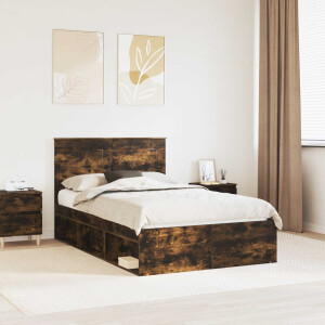 vidaXL Bedframe Gerookt eiken 120 x 200 cm Massief grenenhout