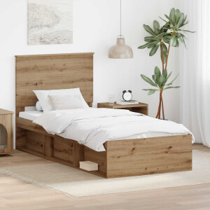 vidaXL Bedframe Ambachtelijk eiken 75 x 190 cm Massief grenenhout