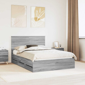 vidaXL Bedframe met lade Grijs Sonoma 140 x 200 cm Ingenieurshout