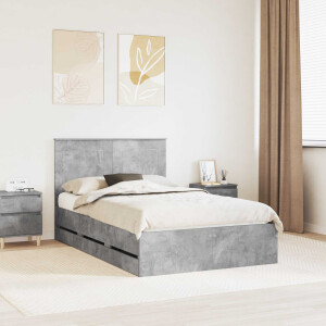 vidaXL Bedframe met lade Beton Grijs 135 x 190 cm Ingenieurshout