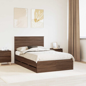 vidaXL Bedframe met lade Bruin Eiken 120 x 190 cm Ingenieurshout