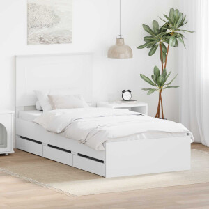 vidaXL Bedframe met lade met opslag Wit 100 x 200 cm Ingenieurshout